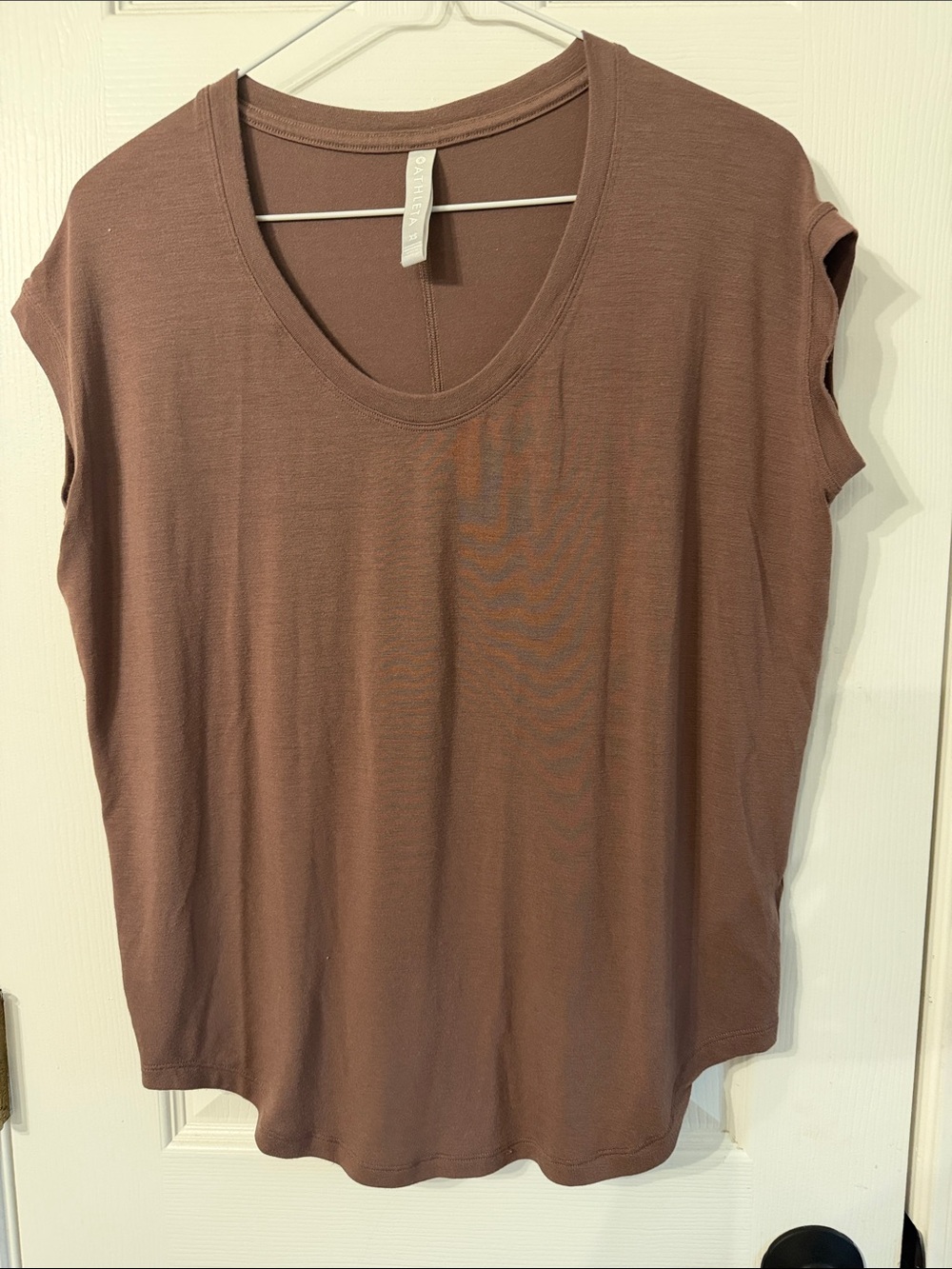 Athleta Scoop Neck Cap Sleeve Tank in Mauve Brown